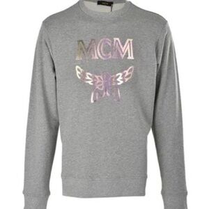 MCM Metallic Logo Gray Crewneck Sweater